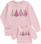 Family Matching Sets: Christmas Sweatshirts, Long-Sleeve Crew Neck Pullovers with Letter & Christmas Tree Prints