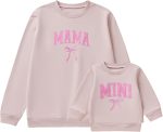 Family Matching Apparel: Cute Bow-Patterned Sweatshirts – Long-Sleeve Crewneck Pullovers (Mom & Baby Sets)