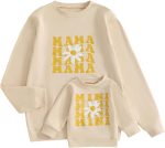Family Matching Outfits: "Mom & Baby" Letter-Print Sweatshirts – Pullover Tops