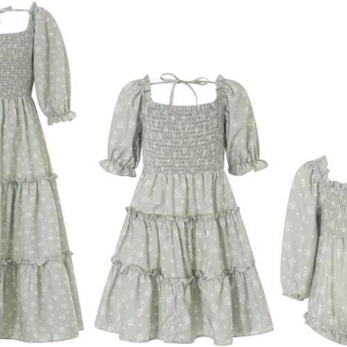 Matching Family Outfits: Coordinated Family Wear — Floral Rompers & Summer Casual A-Line Beach Maxi Dresses