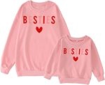 Family Sweatshirts: "Heart Besties" Letter-Print Pullovers – Long-Sleeve Tops