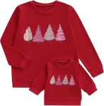 Family Matching Sets: Christmas Sweatshirts, Long-Sleeve Crew Neck Pullovers with Letter Embroidery