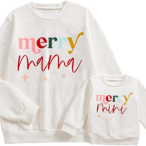 Matching Family Outfits: Christmas Family Sweaters, Letter-Print Christmas Sweatshirts