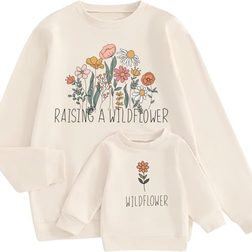 Family Matching Apparel: Long-Sleeve Crewneck Pullovers – Patterned Family Sweatshirts (Mom & Baby Sets)