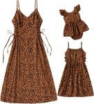 Matching Family Outfits: Floral Ruffled Backless Midi Dresses — Tie-Waist Design — Summer Mother & Daughter Style