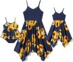 Matching Family Sets: Sunflower-Print Sundresses — Mother & Daughter Style
