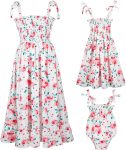 Family Look: Floral Ruffled Strap Dress Set — Casual Summer Beach Style — Matching Family Look